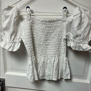 Elan whiye Smocked Off-Shoulder Blouse women size S
